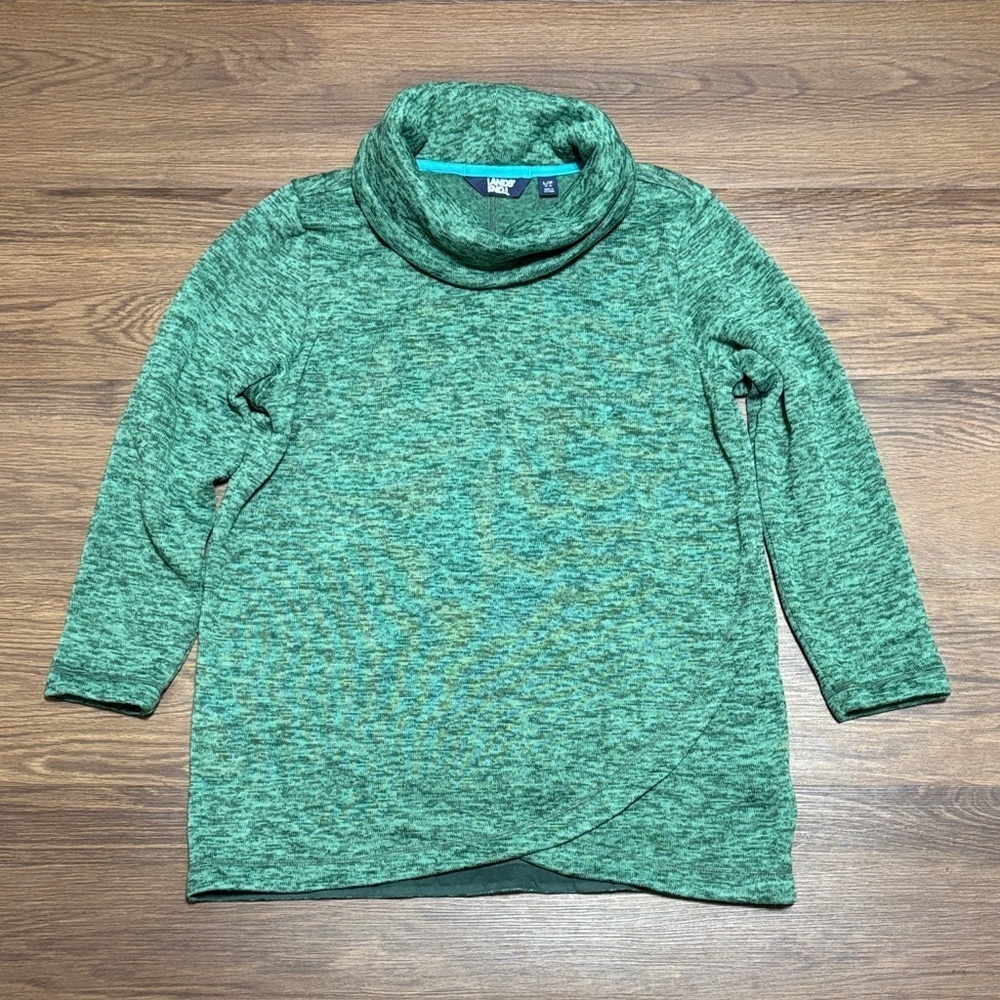 Lands' End Teal Cowl Neck Sweater